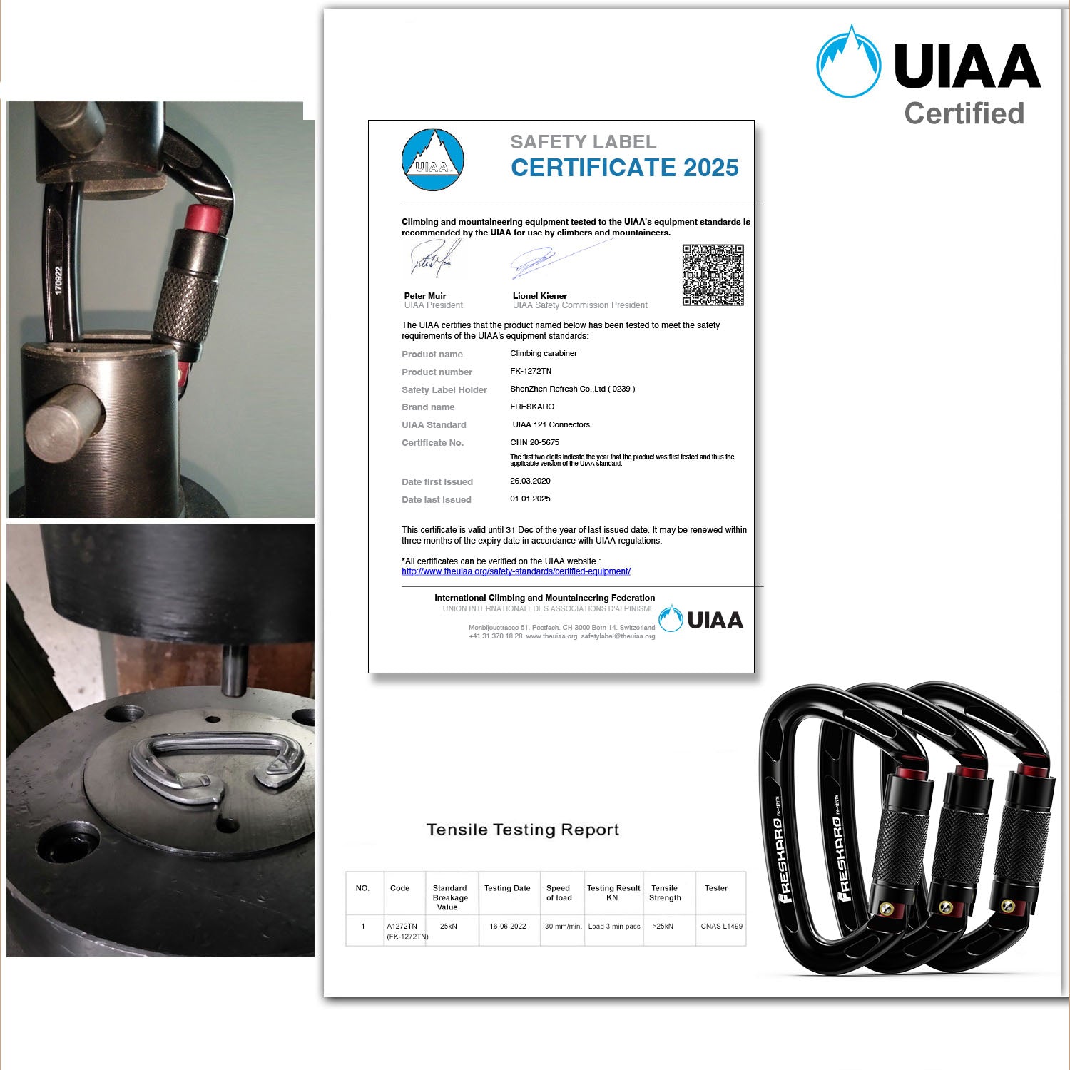 25kn Autlocking Climbing Carabiner UIAA/CE Approved