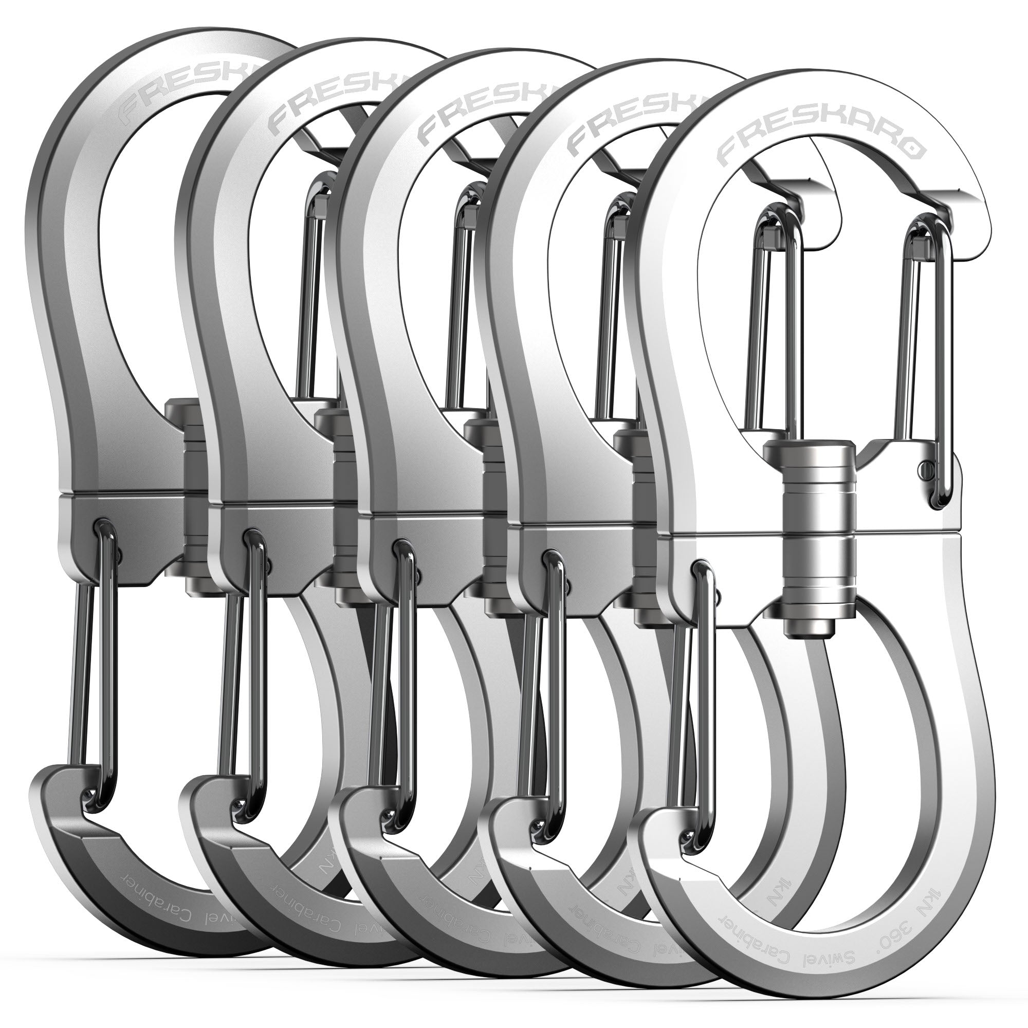 5Pack 1kN Wiregate 360Degree Carabiner Clip