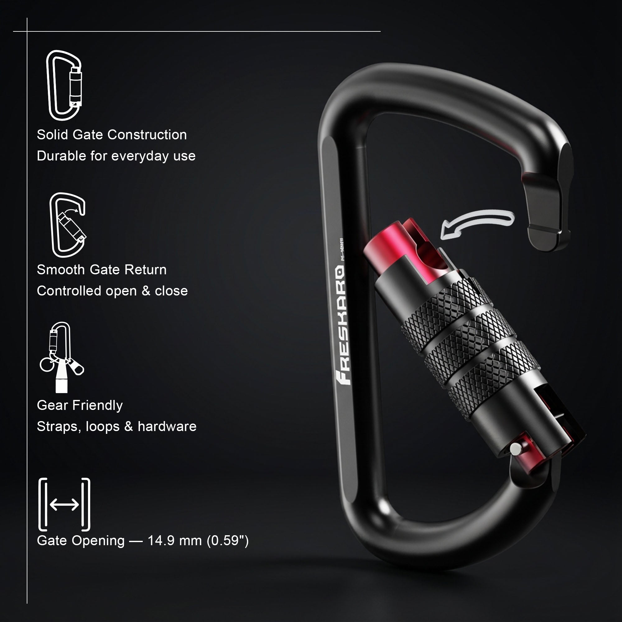 12kN Best Seller Auto Locking Carabiner Clip