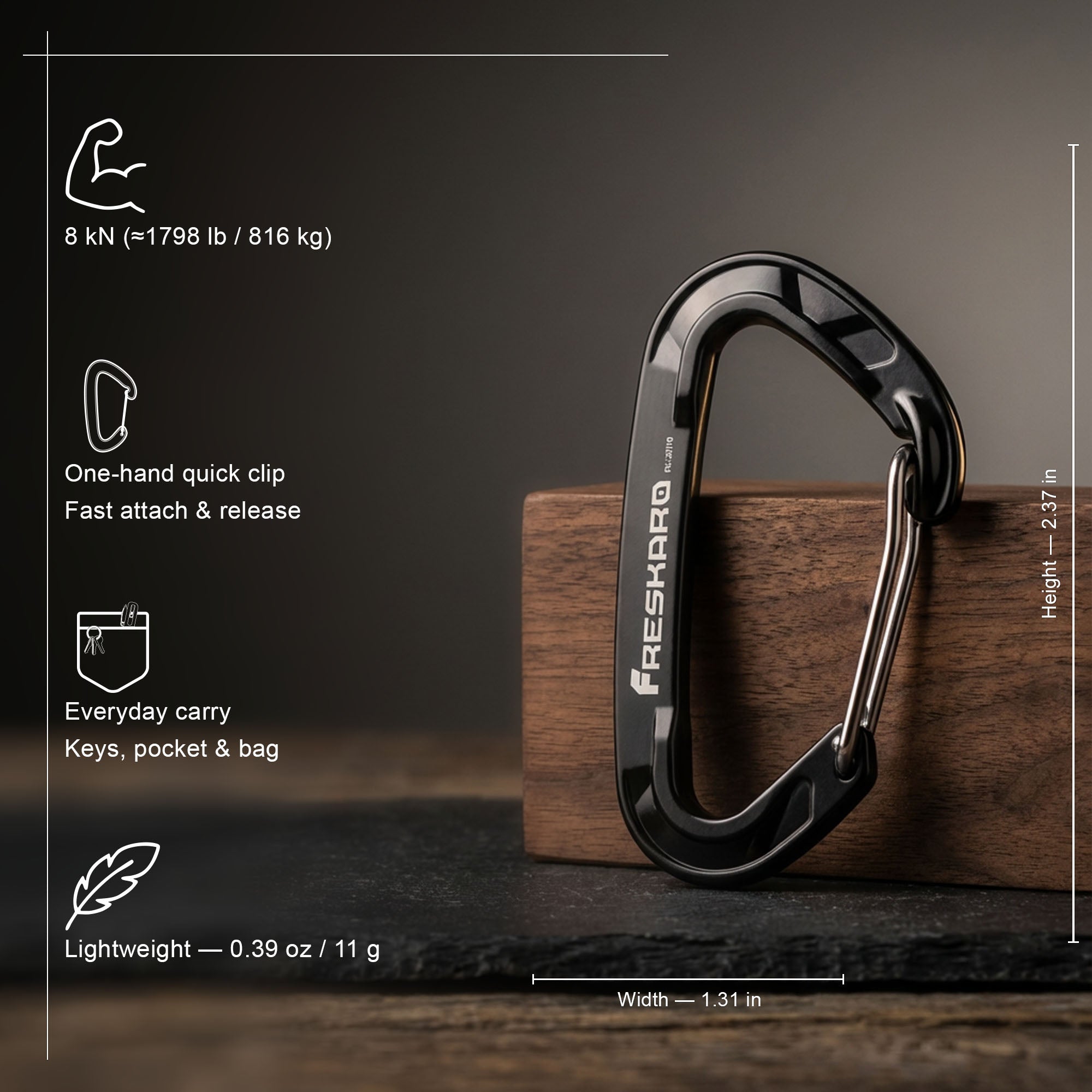 Small 5Pack 8kN Wiregate Carabiner Clip
