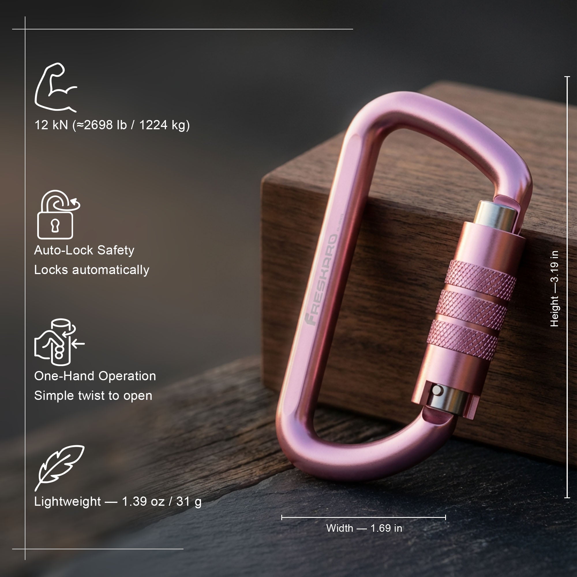12kN Best Seller Auto Locking Carabiner Clip