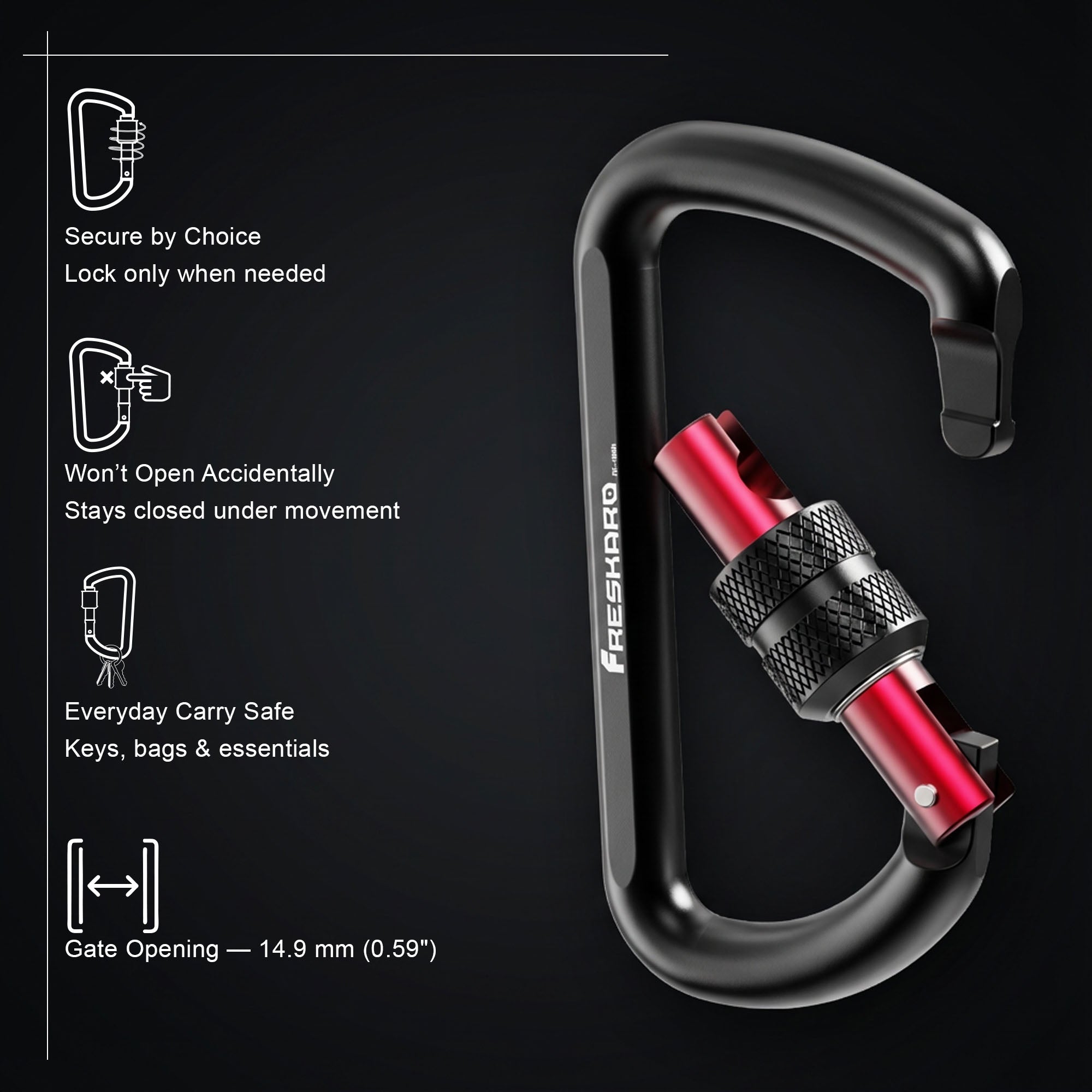 Ultimate Easy use 12kN Screwgate Carabiner Clip