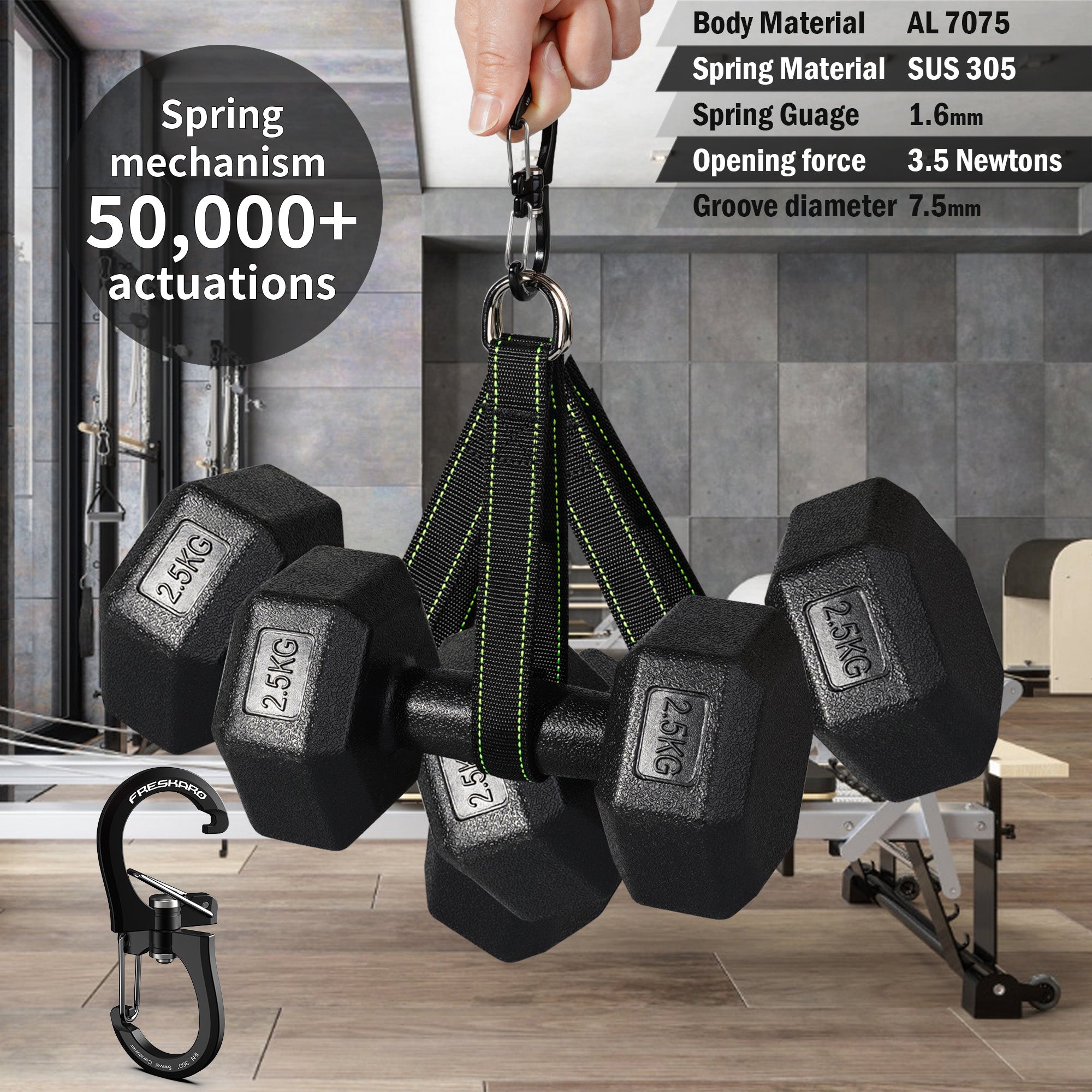 1kn 360kN carabiner 360 degree swivel