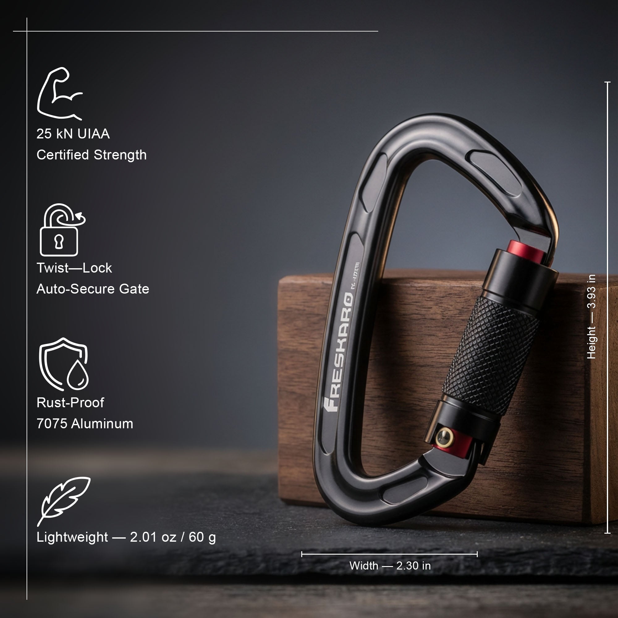 25kn Autlocking Climbing Carabiner UIAA/CE Approved