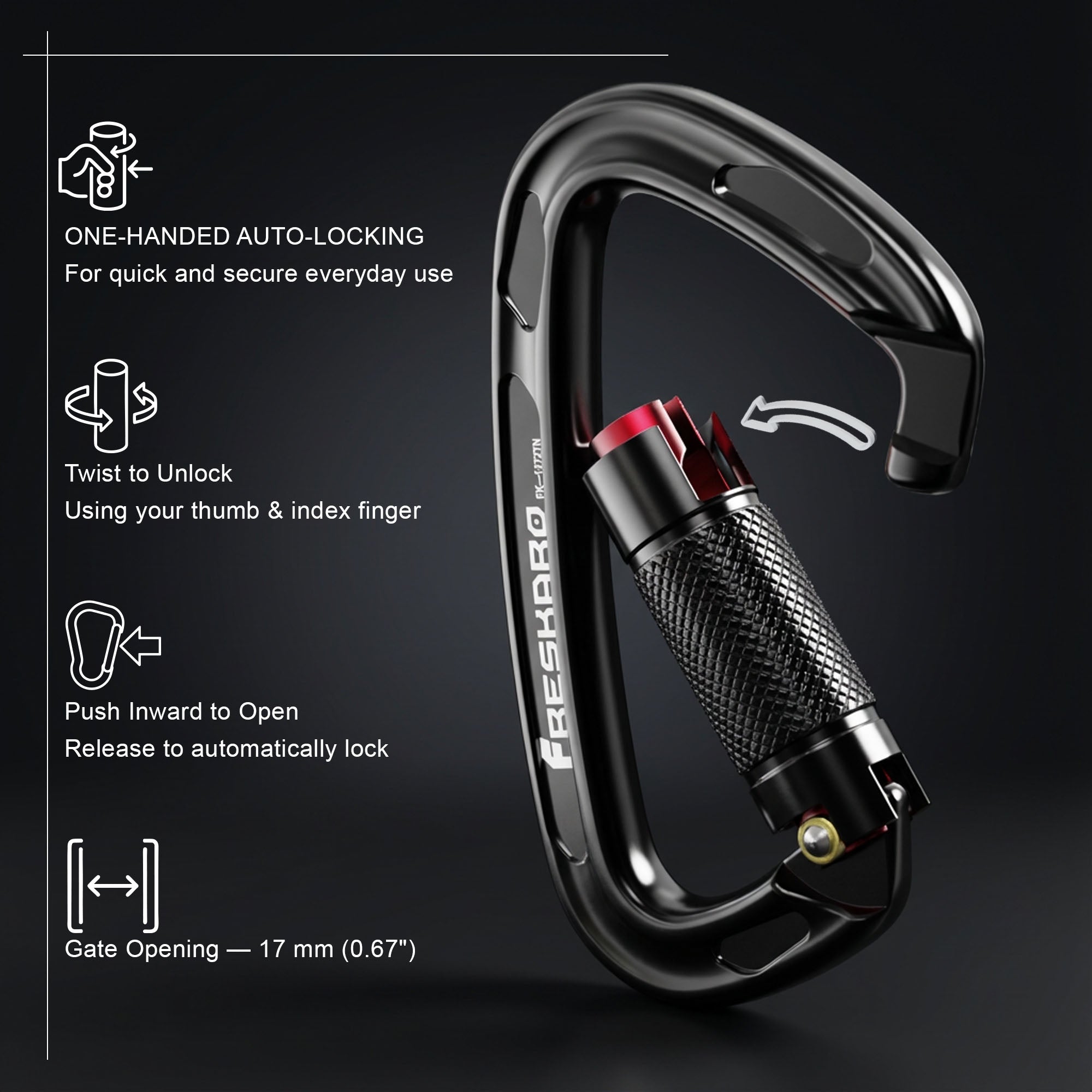 25kn Autlocking Climbing Carabiner UIAA/CE Approved