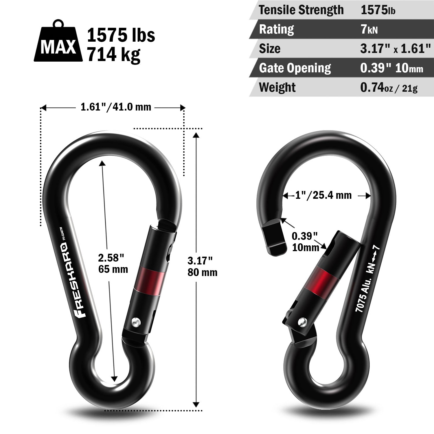 7kN Gaud Pear-shape utility carabiner