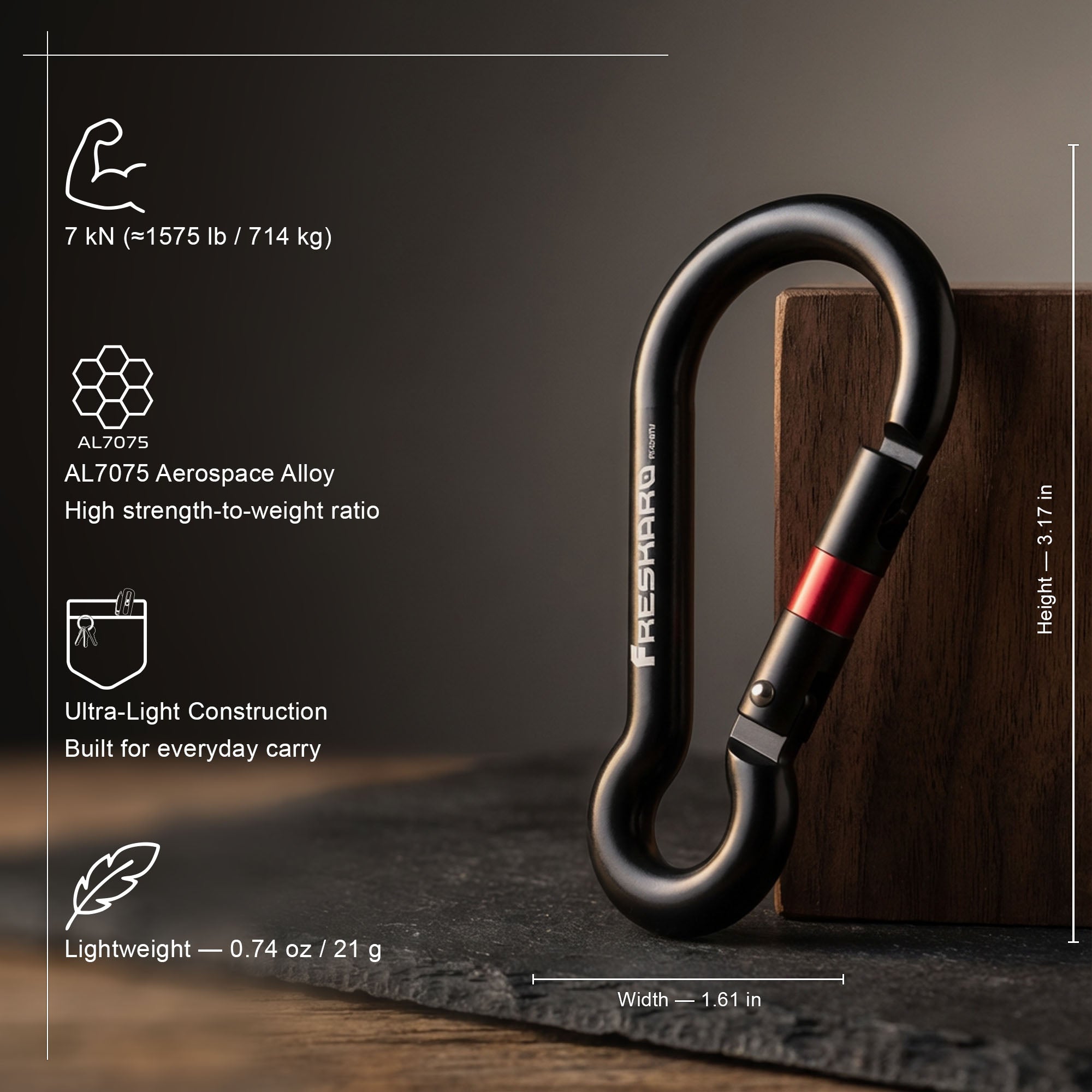 7kN Gaud Pear-shape utility carabiner