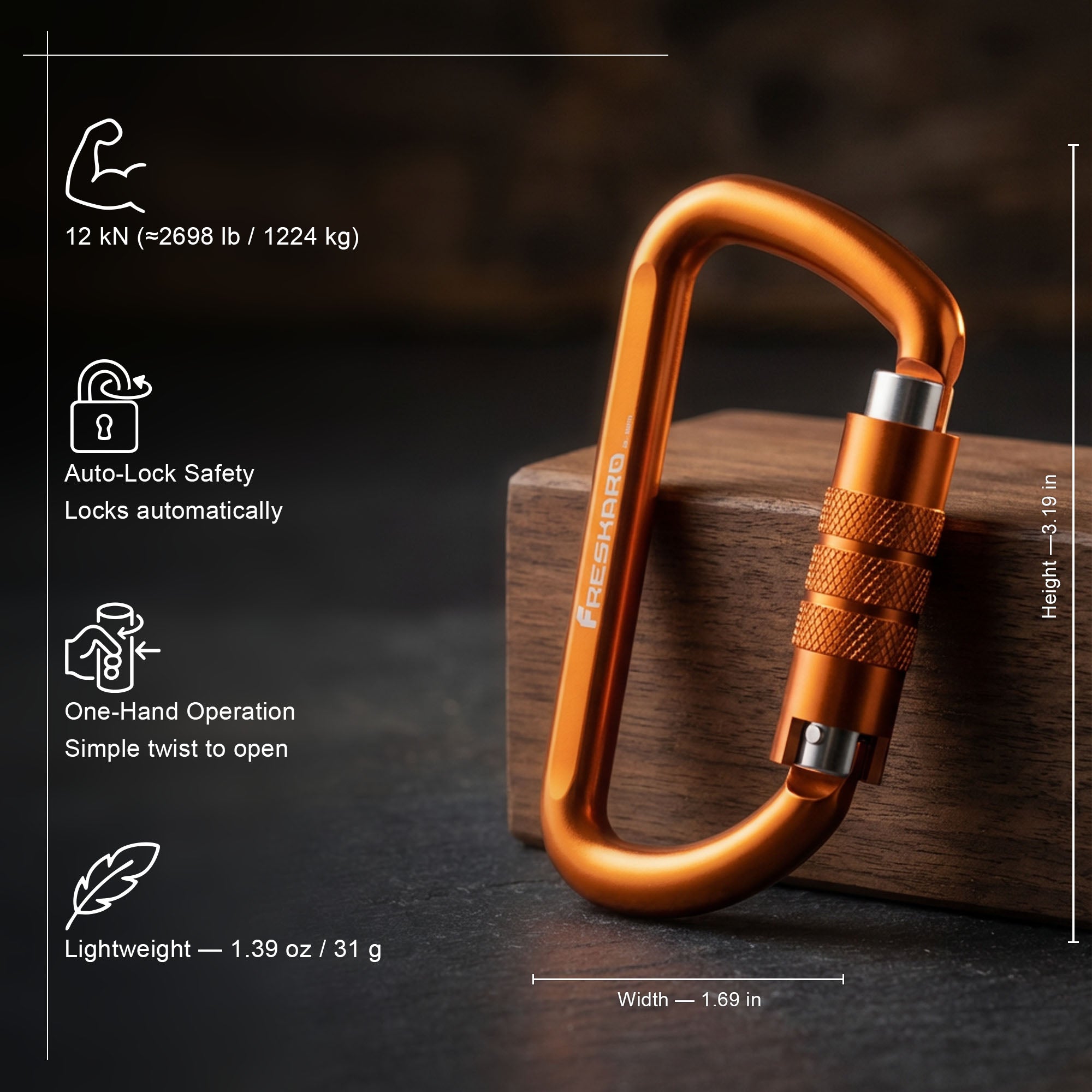 12kN Best Seller Auto Locking Carabiner Clip