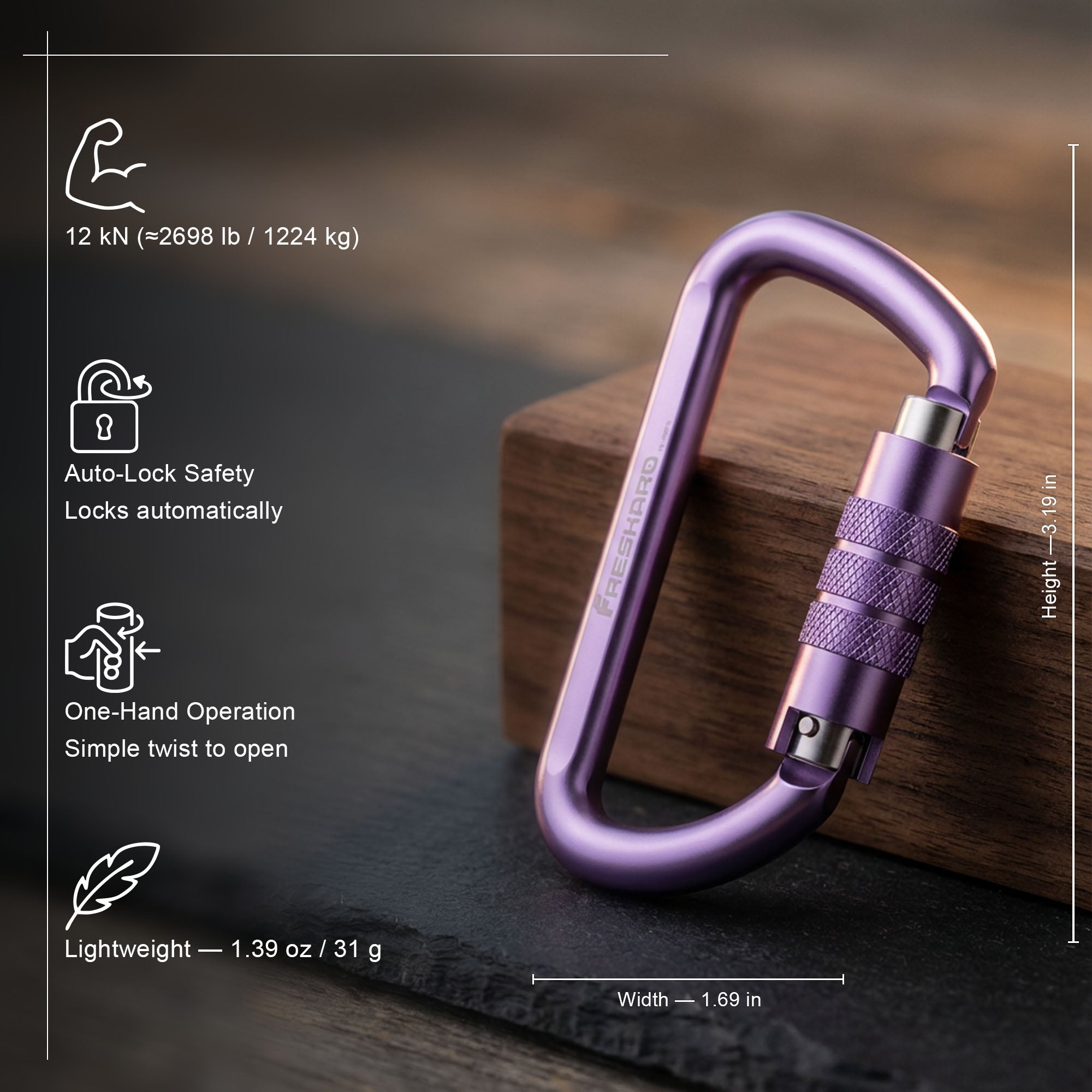 12kN Best Seller Auto Locking Carabiner Clip