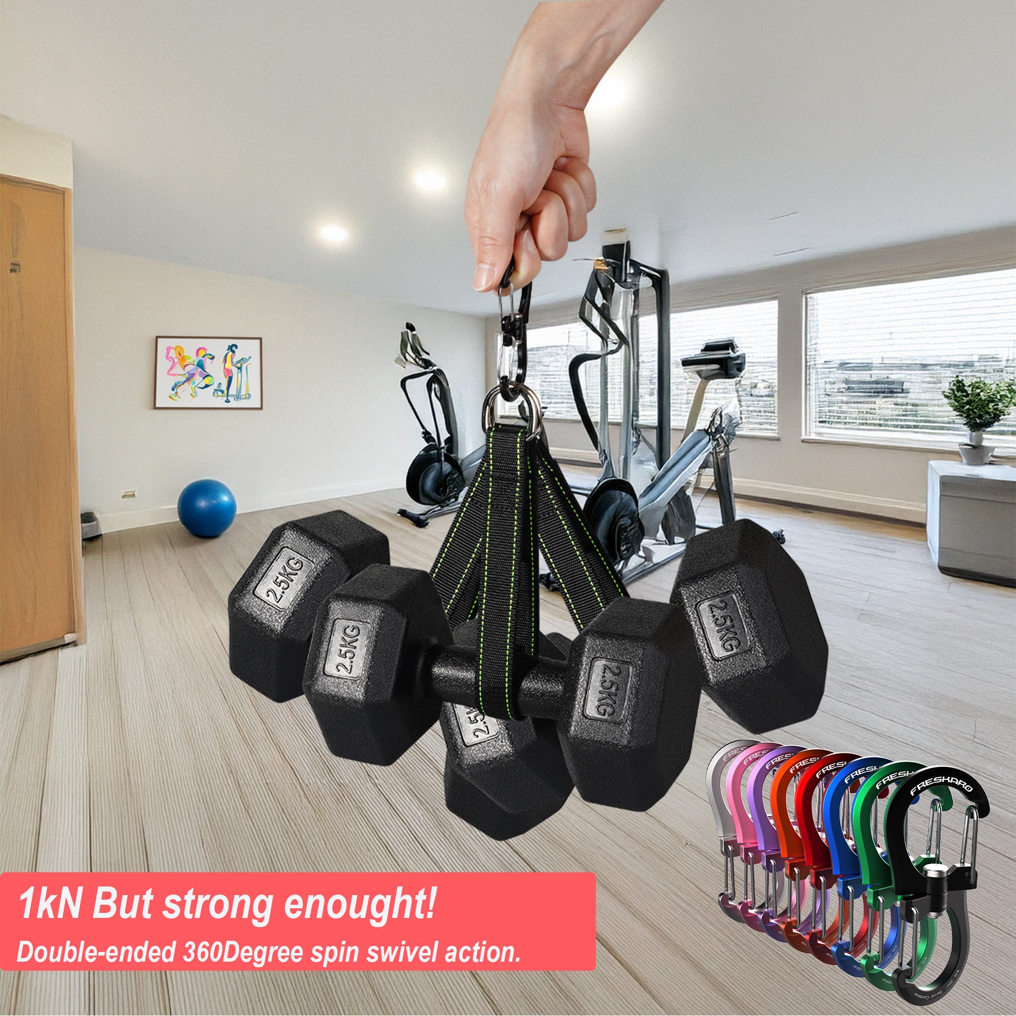 5Pack 1kN Wiregate 360Degree Carabiner Clip